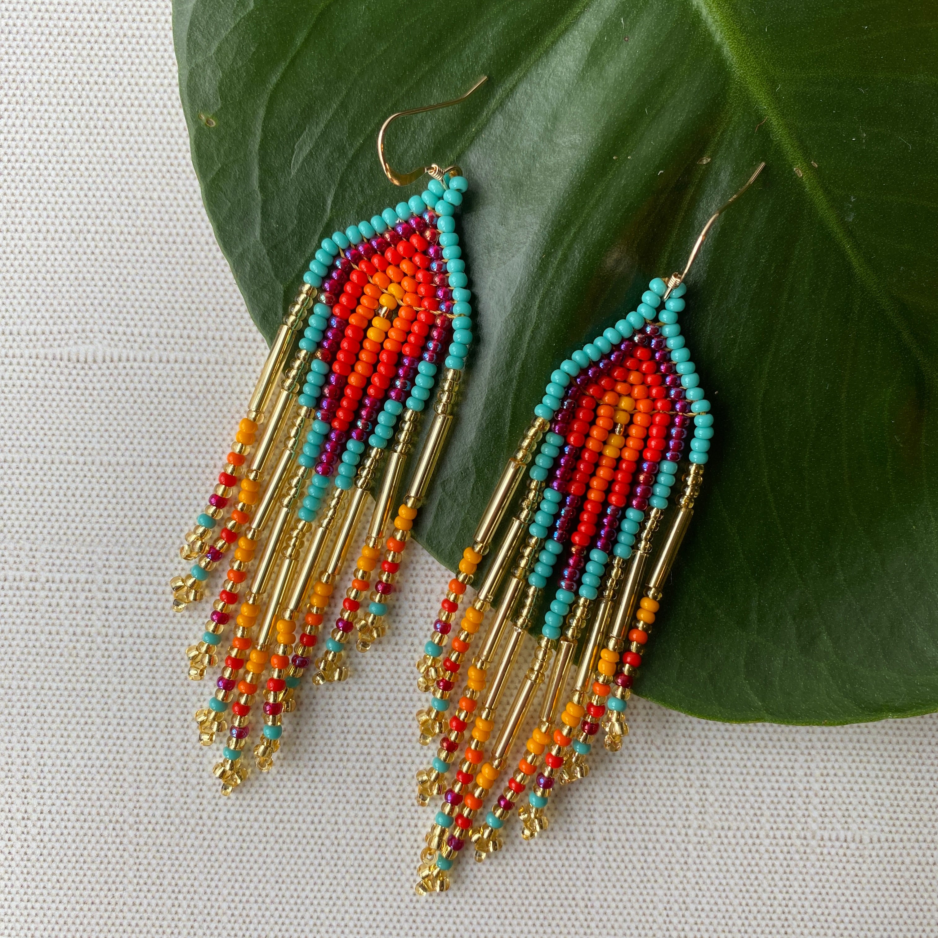 Plumitas Earrings - Golden Rainbow